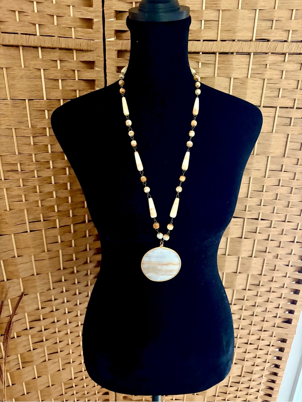 Vintage Honey Quartz Stone Necklace